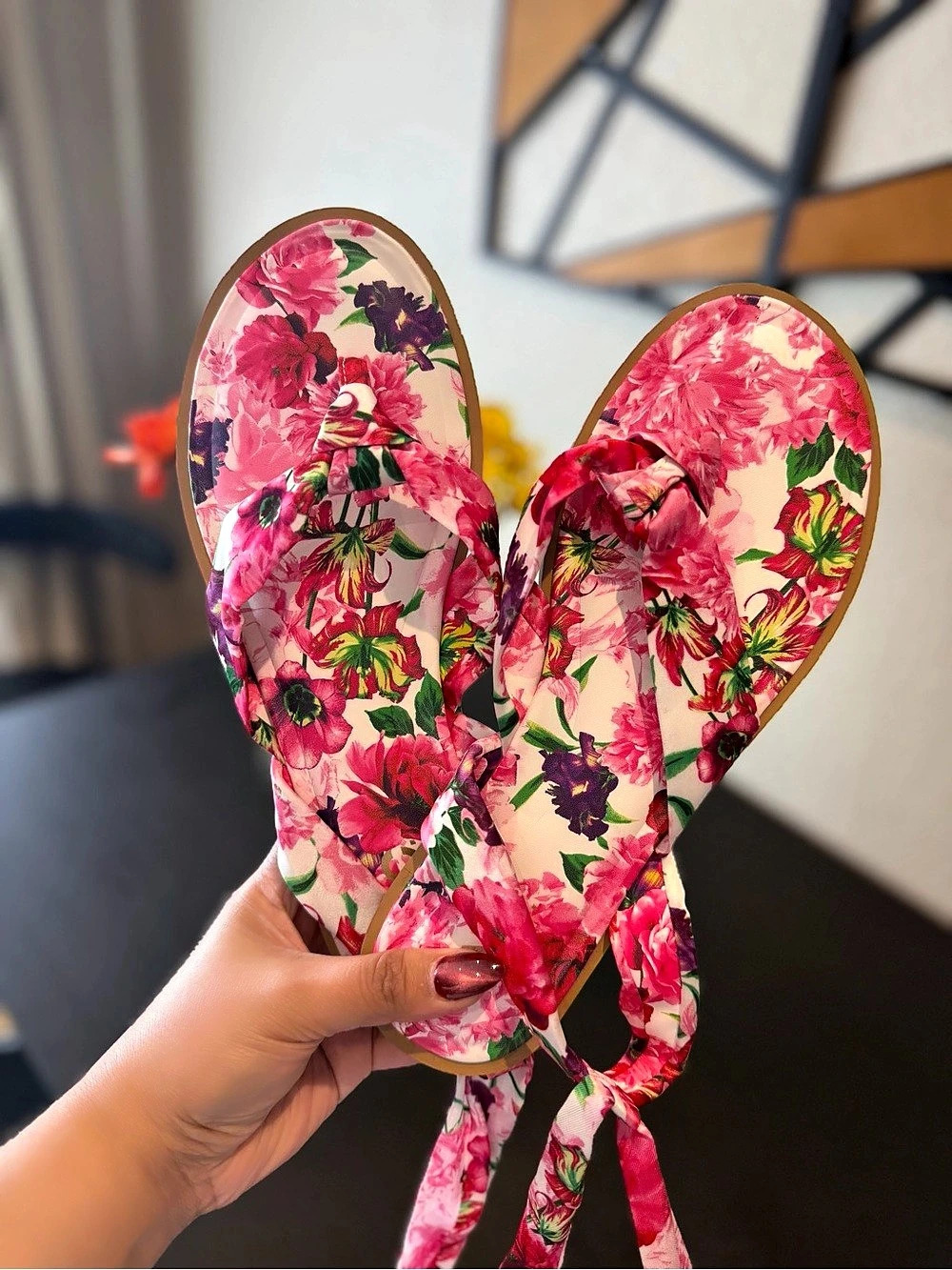 Floral Tie Sandals in floral print